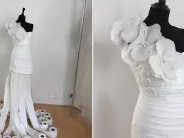 Breath-taking wedding gowns made from toilet paper