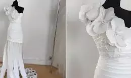 Breath-taking wedding gowns made from toilet paper