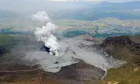 Mount Aso in south-western erupts