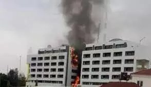 JUST IN: Federal ministry of finance building gut fire