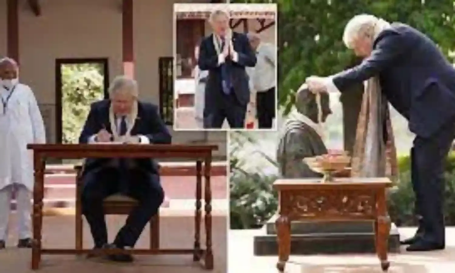 Boris Johnson receives Gandhis Guide to London during India visit