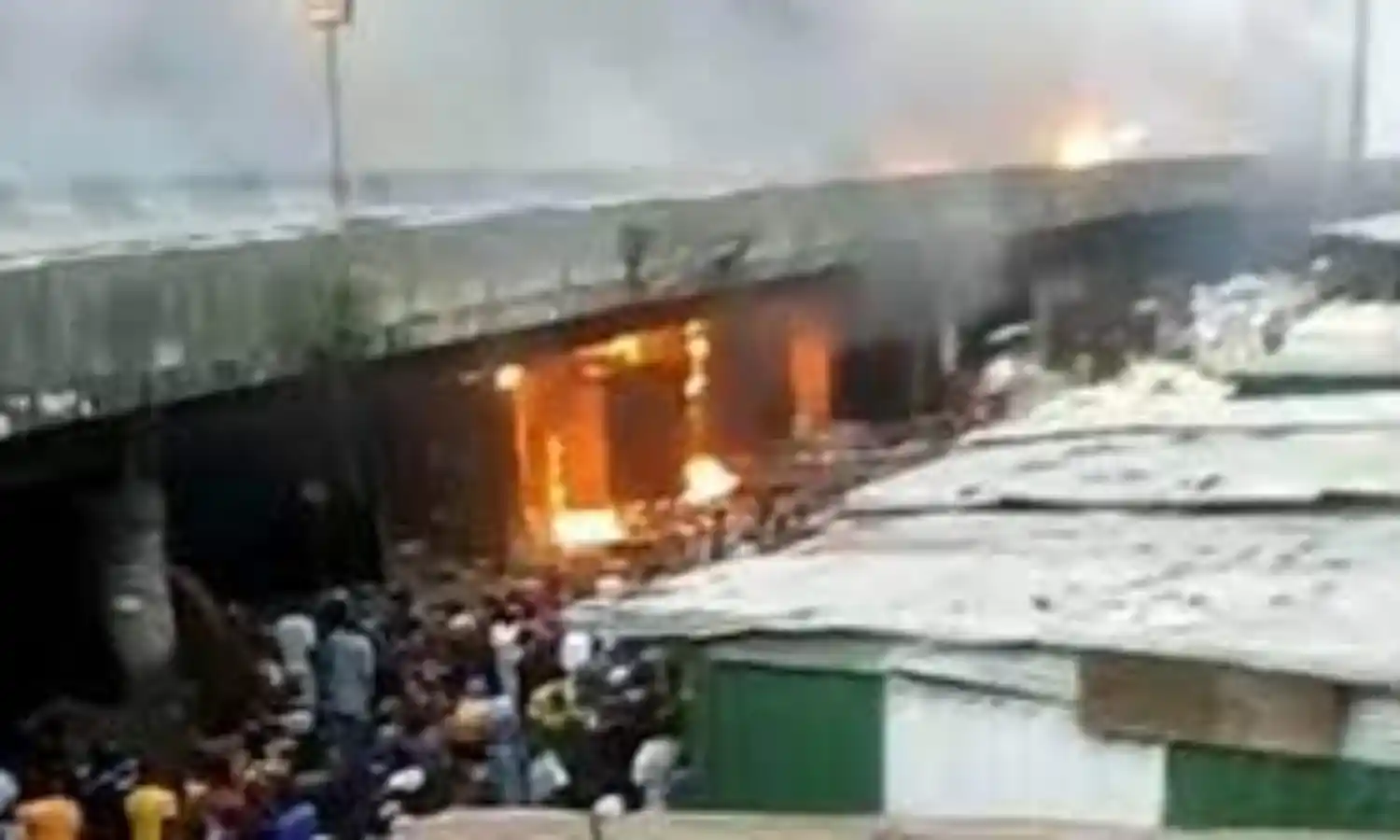 Lagos govt. demolishes shops under burnt Apongbon Bridge