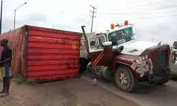 Container kills 1 male, injures another as brake fails in Lagos