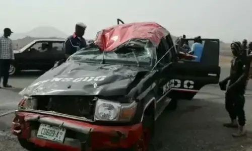 BREAKING: Vehicle transporting electoral material to Lagos crashes
