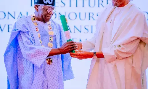 Breaking: Buhari confers national honours on Tinubu, Shettima