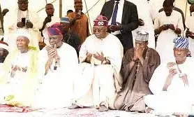 President Tinubu prays at Dodan Barracks Praying Ground