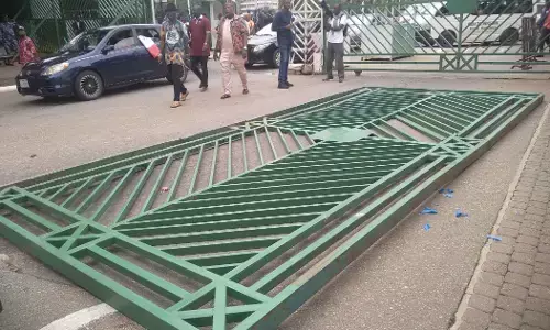 Breaking: Protesters break down National Assembly gate