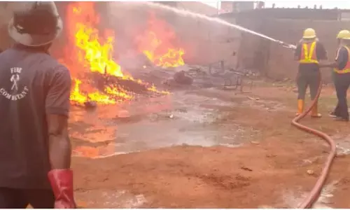 Fire guts warehouse in 3-storey building in Onitsha