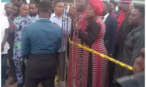 Enenche visits collapsed Dunamis Church building,  mourns pastor