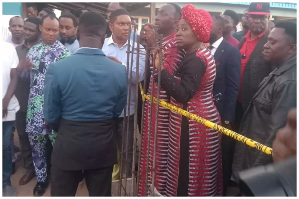 Enenche visits collapsed Dunamis Church building,  mourns pastor