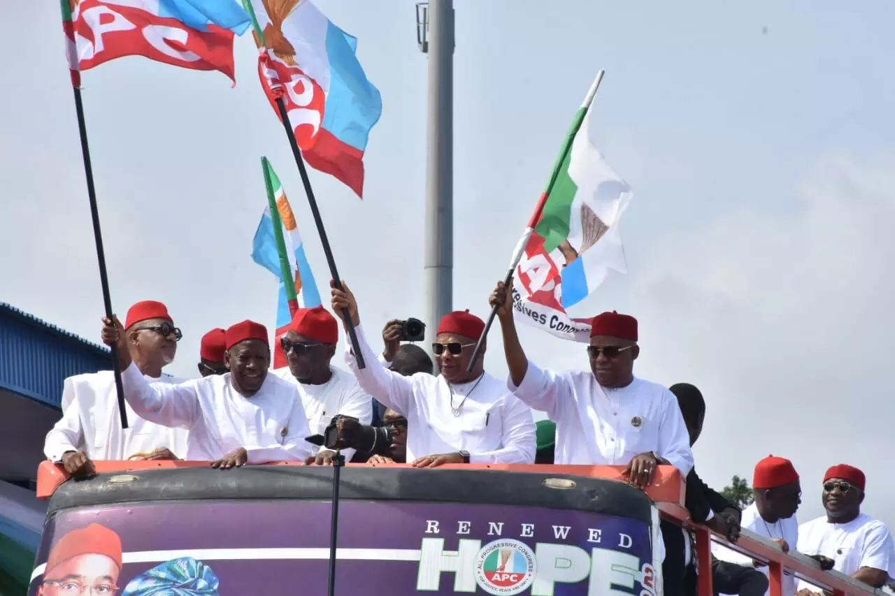 Tinubu, Ganduje, flag off APC’s governorship campaign in Imo