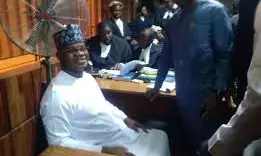 Yahaya Bello controls supporters as judge frowns at court room crowd