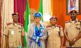 Corps Marshal decorates First Lady as Grand Matron of FRSC Special Marshals