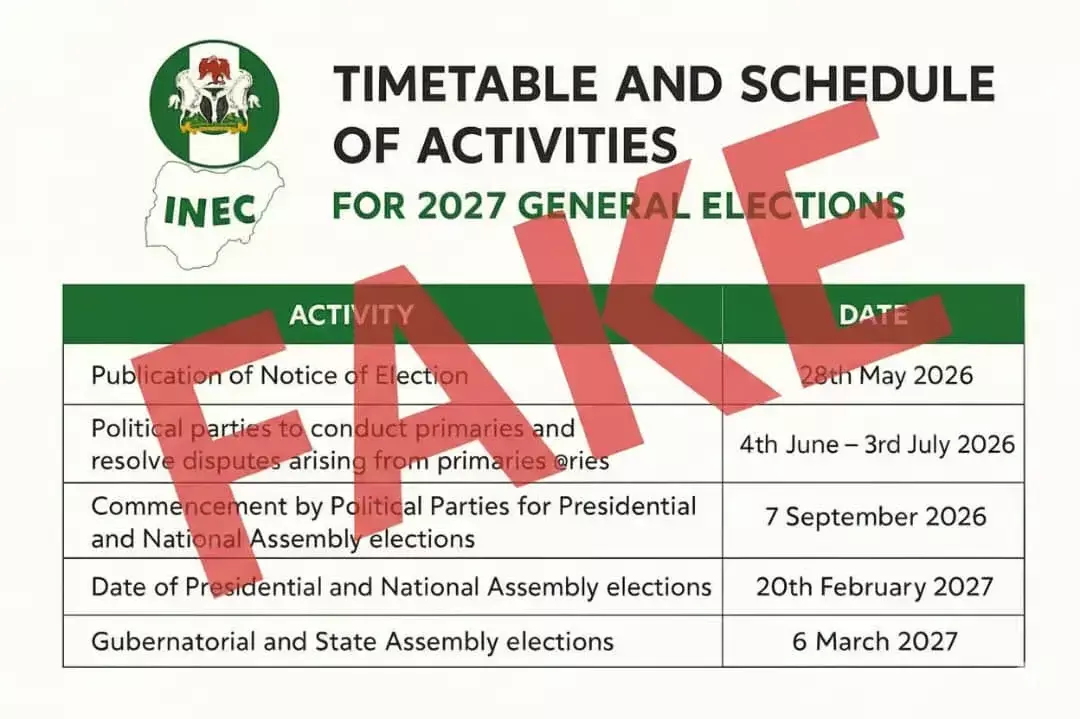 INEC disowns fake 2027 election timetable