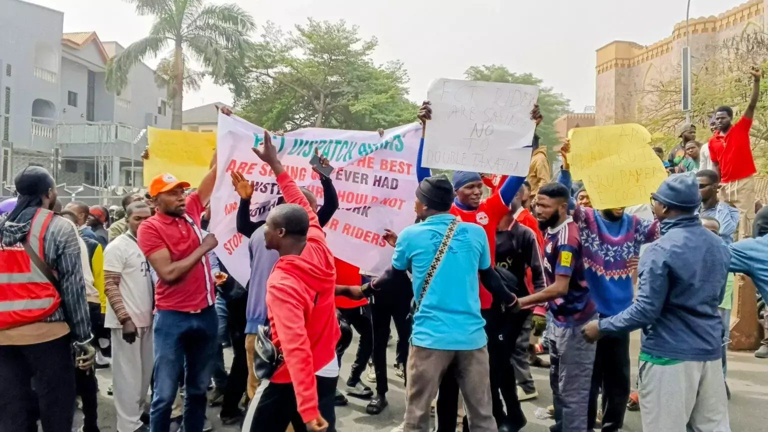 FCT Dispatch Riders protest alleged multiple taxation, seek Wike’s intervention FCT Dispatch Riders protest alleged multiple taxation, seek Wike’s intervention