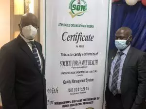 SON awards ISO certification so Society for Family Health