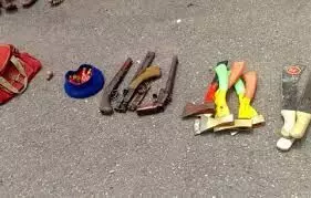 Teenager handed three-count charge over alleged  membership of an unlawful society and displaying dangerous weapons.