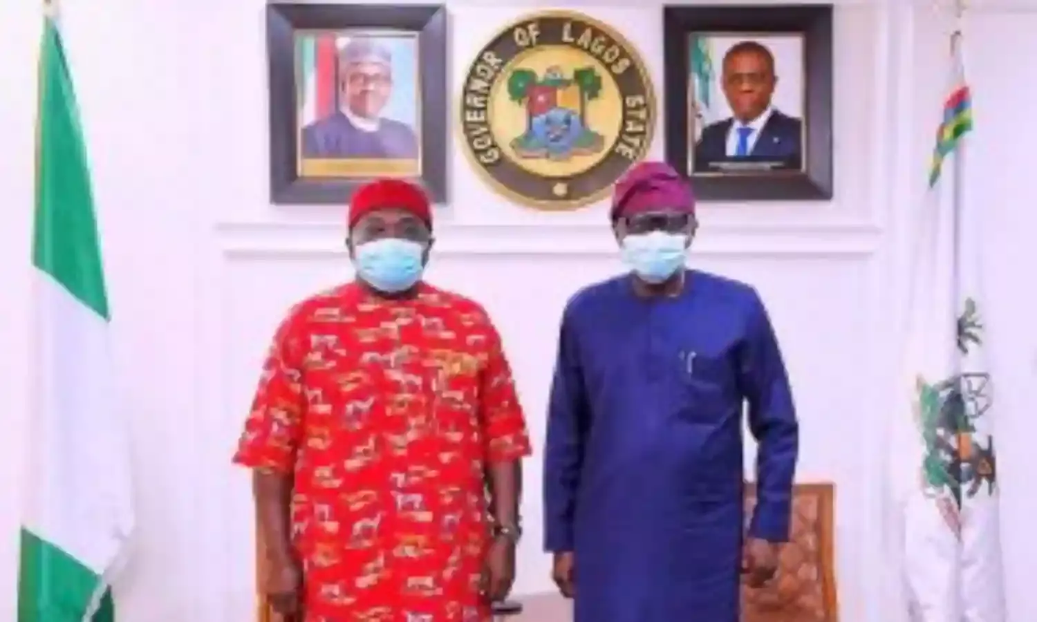 Abia gov visits Lagos, commiserates with Gov. Sanwo-Olu over EndSARS destruction