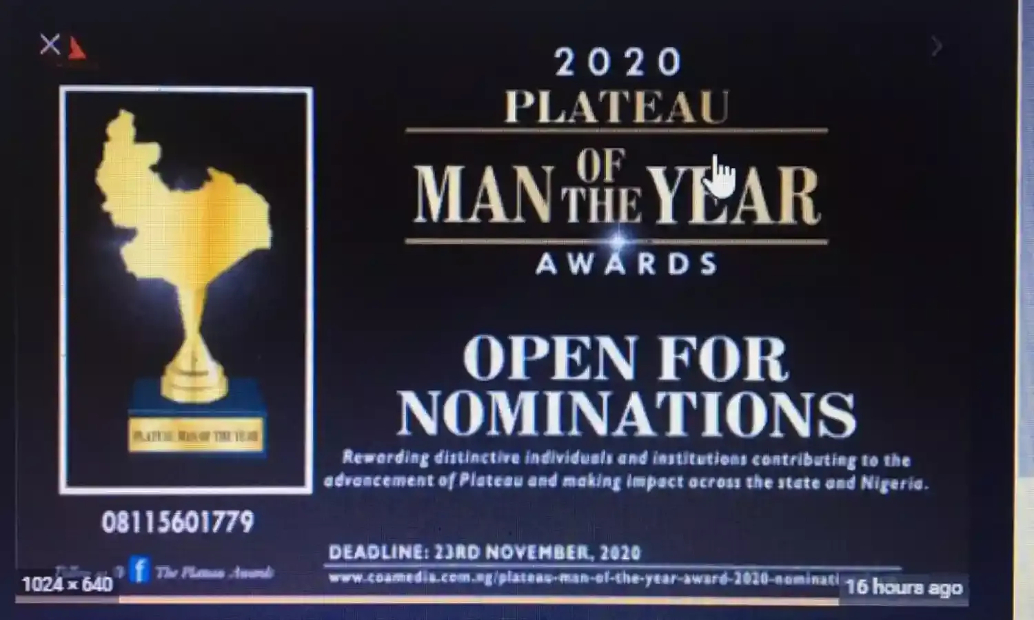 2020 Plateau Man of Year Award: Organisers call for nomination, voting