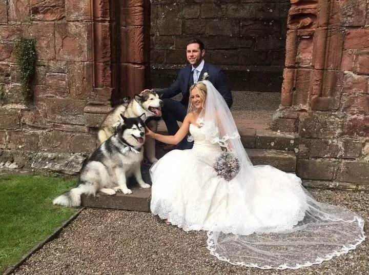 ENGLISH COUPLE CHOSE DOG AS BEST MAN & MAID OF HONOUR